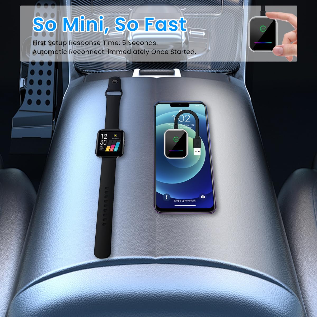 zitronix Dual Mold 2 in 1 WiFi Wireless Convertor for CarPlay and Android Auto featuring Dual Band 2.4GHz and 5GHz Connectivity | Plug and Play Adapter