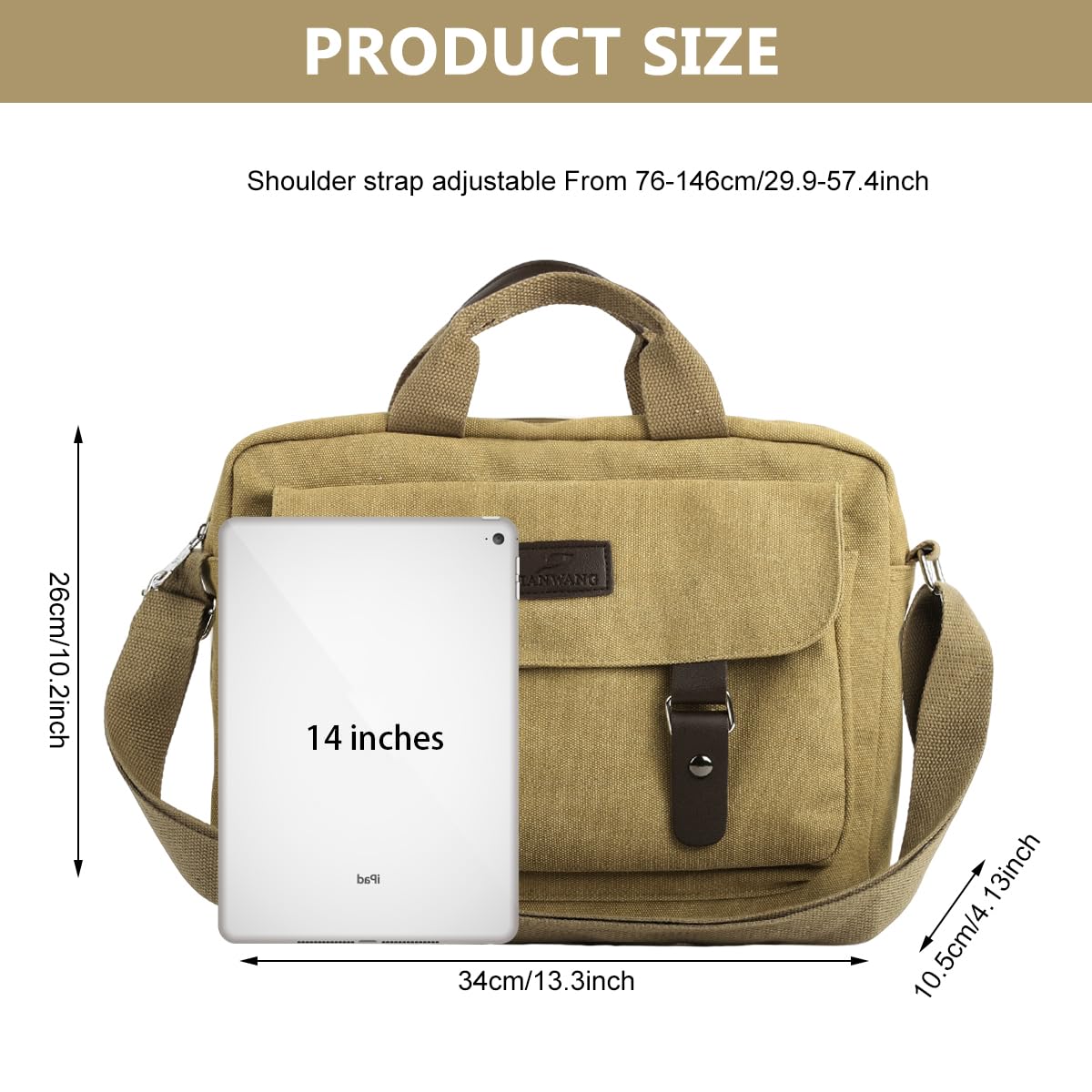 GUSTAVE Men's Canvas Messenger Bag for 15.6'' Laptop with Double Layer Zipper | Retro Crossbody Shoulder Design