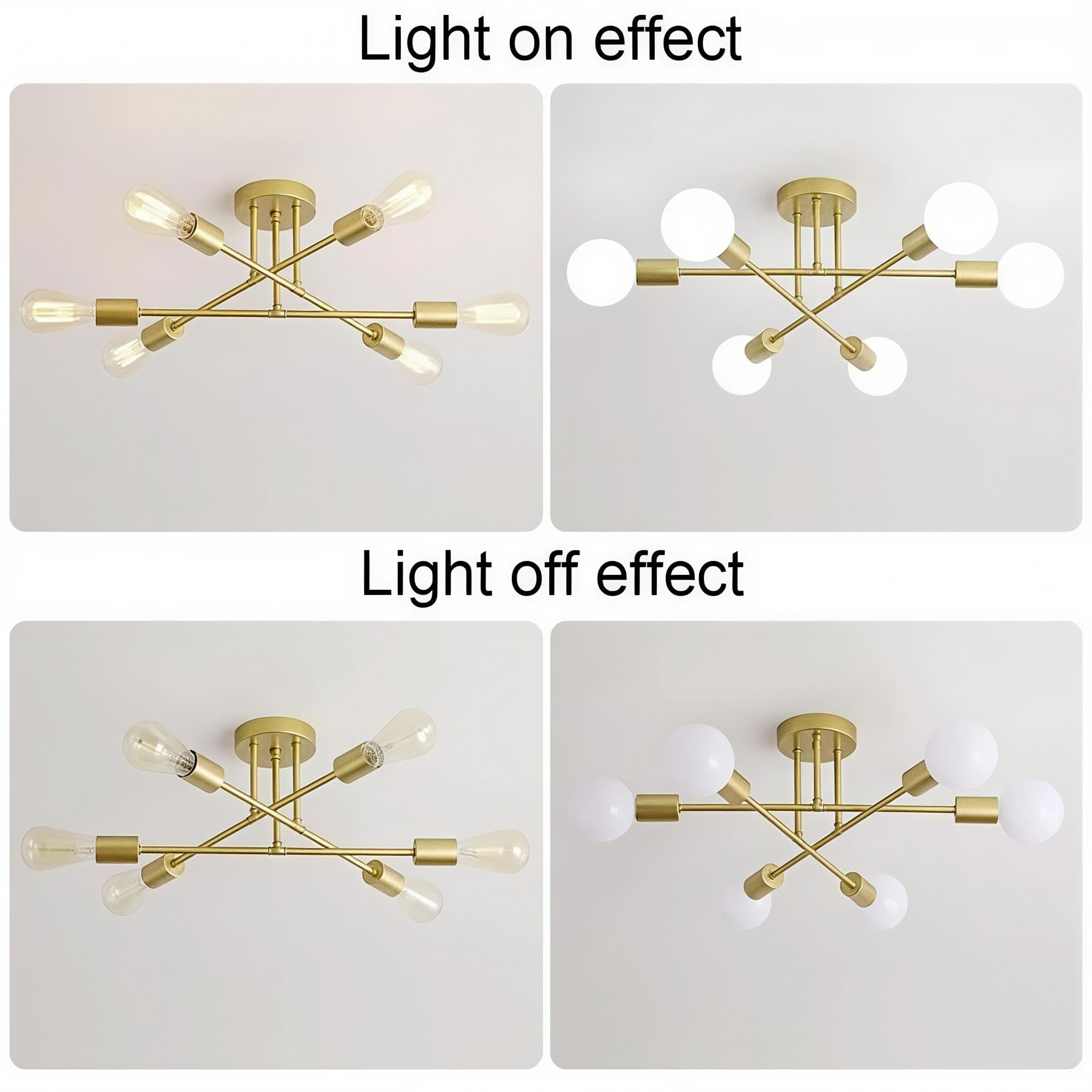 ELEPHANTBOAT Ceiling Light for Living Room with 6 Adjustable Arms and Metal Chandelier Design