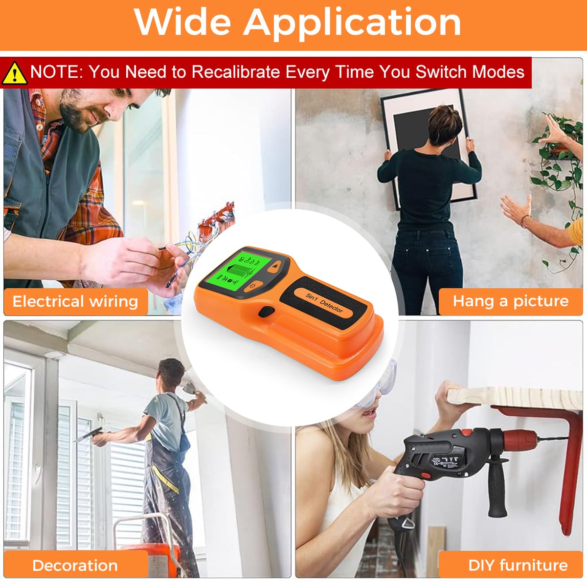 Serplex Stud Finder for Home Renovation with 5 Detection Modes and Auto Calibration | LCD Display