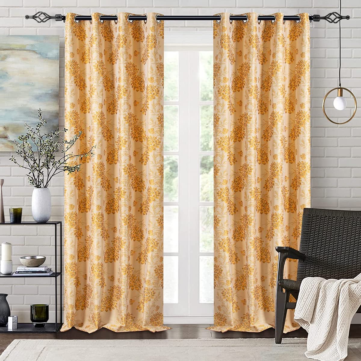 HASTHIP Curtain Rod for Windows and Doors featuring Adjustable 40 to 79 in Length | Metal 28mm Design