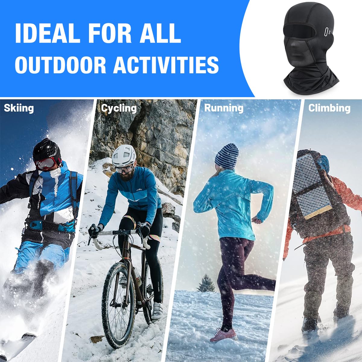 PROBEROS Balaclava Face Mask for Summer Riding with UV Protection and Cool Silk | 2PCS Black