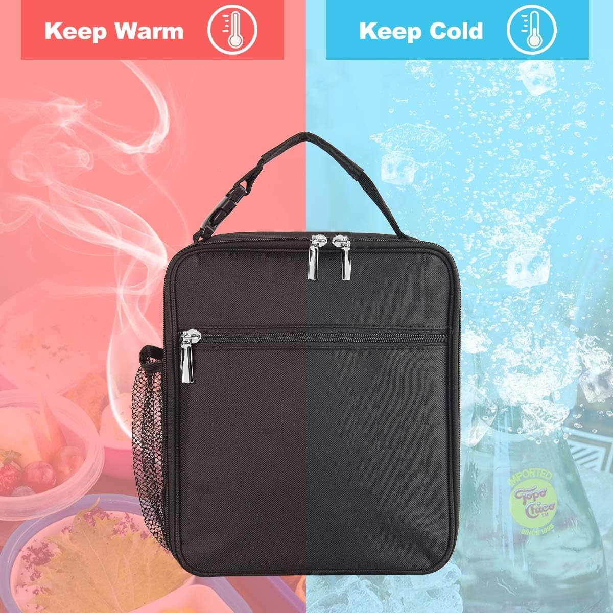 HASTHIP® Lunch Box Insulated Soft Bag, Food Safe Durable Lunchbox for Men Women Adults, Small Lunchbox for Work Picnic, Reusable Lunch Bag Portable Lunch Tote, Black