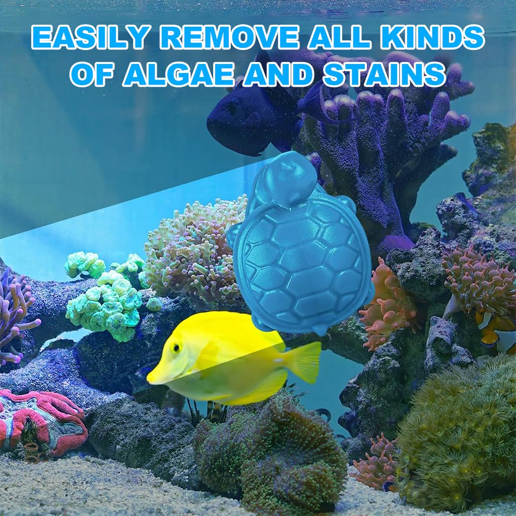 Qpets Magnetic Algae Cleaning Scrub Brush for Aquarium Glass with Floating Turtle Design | Double-Sided Cleaner Tool