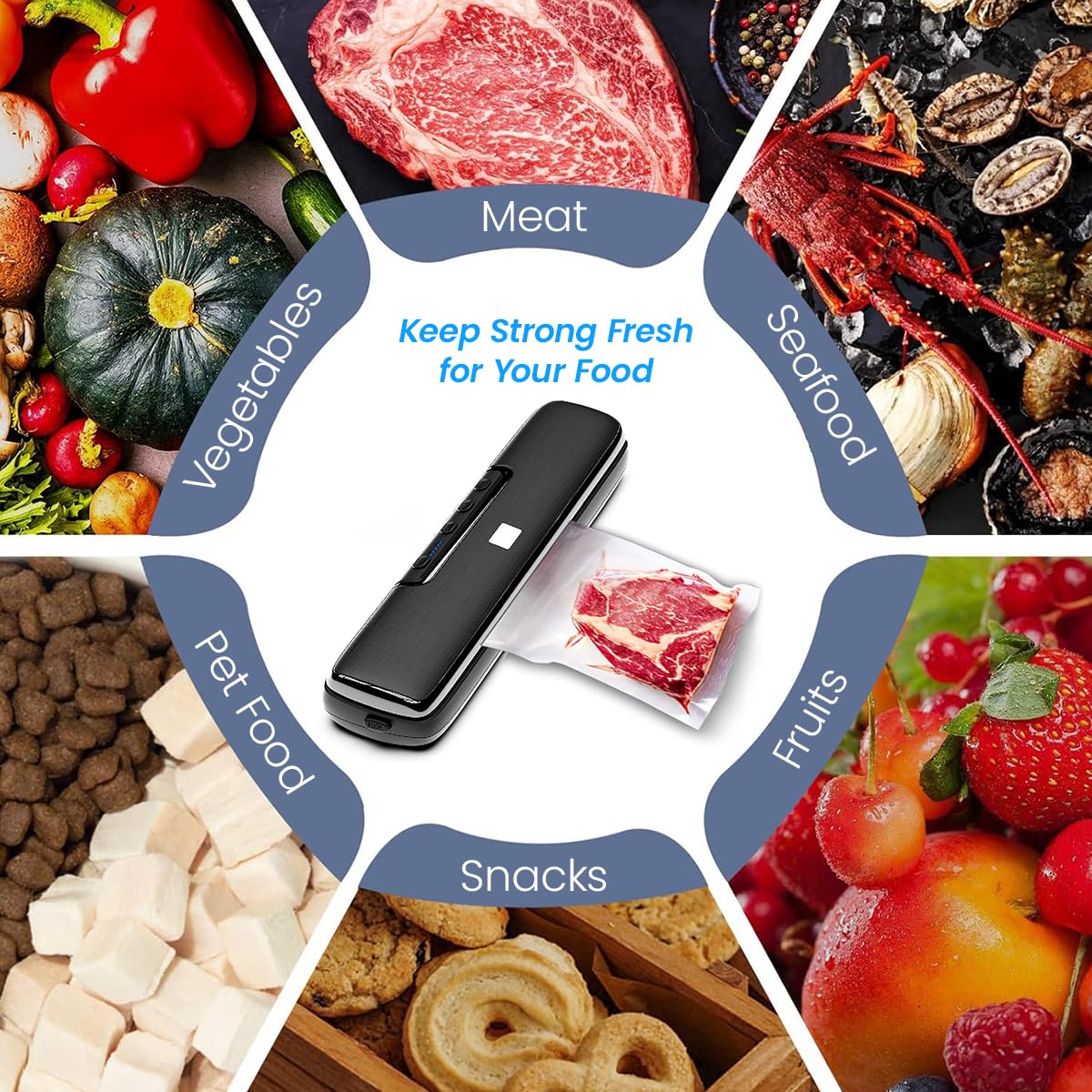 Supvox Vacuum Sealer for Dry and Moist Food with 135W Motor and 32cm Heating Strip | Includes 10 BPA-Free Bags