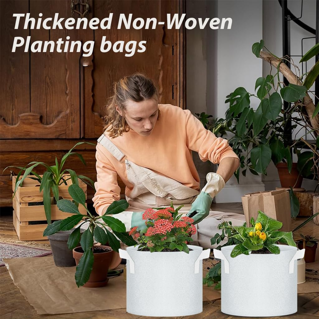 HASTHIP Grow Bags for Vegetables and Flowers with Handles 10Pcs 20L Fabric Pots | 30×30cm