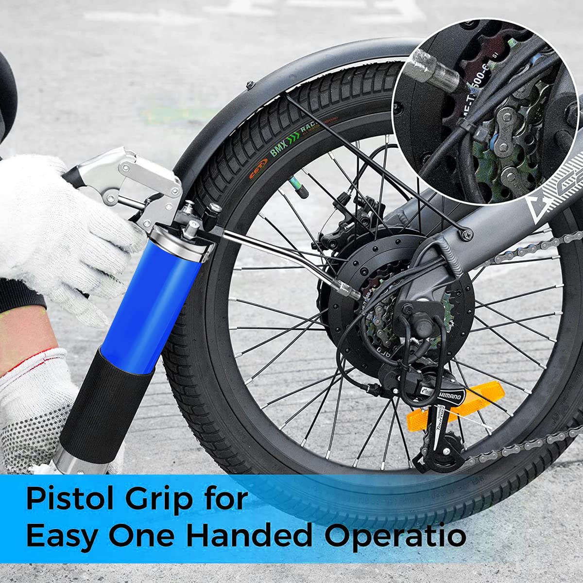 STHIRA Grease Gun for Equipment Maintenance with 27 inch Flex Hose and Dual Air Vent | Cold Drawn Steel Pistol Grip Design