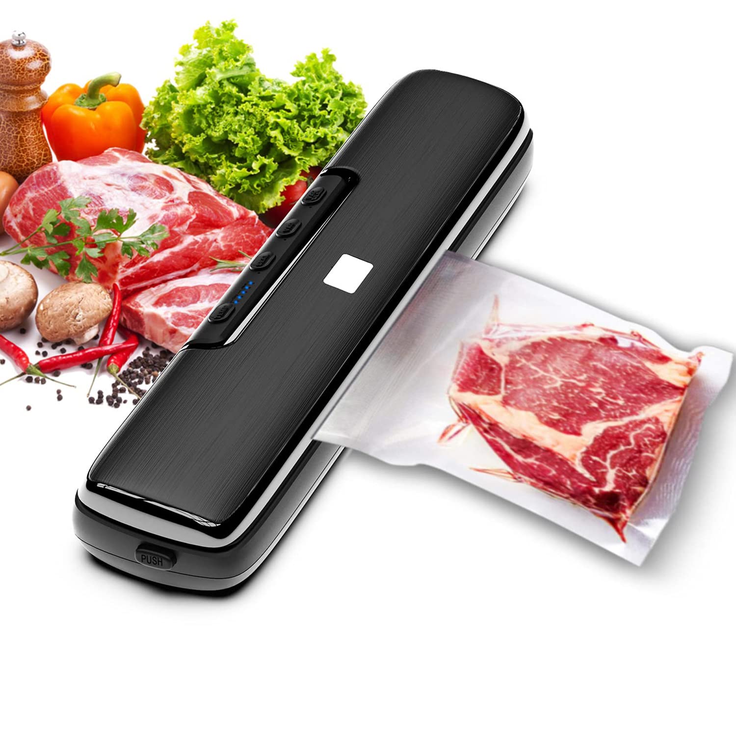 Supvox® Vacuum Sealer Full Automatic Food Sealing Machine with Manual Vacuum Dry & Moist Food Modes, Compact Food Vacuum Sealer with 10 BPA-Free Seal Bags for Meat, Vegetable