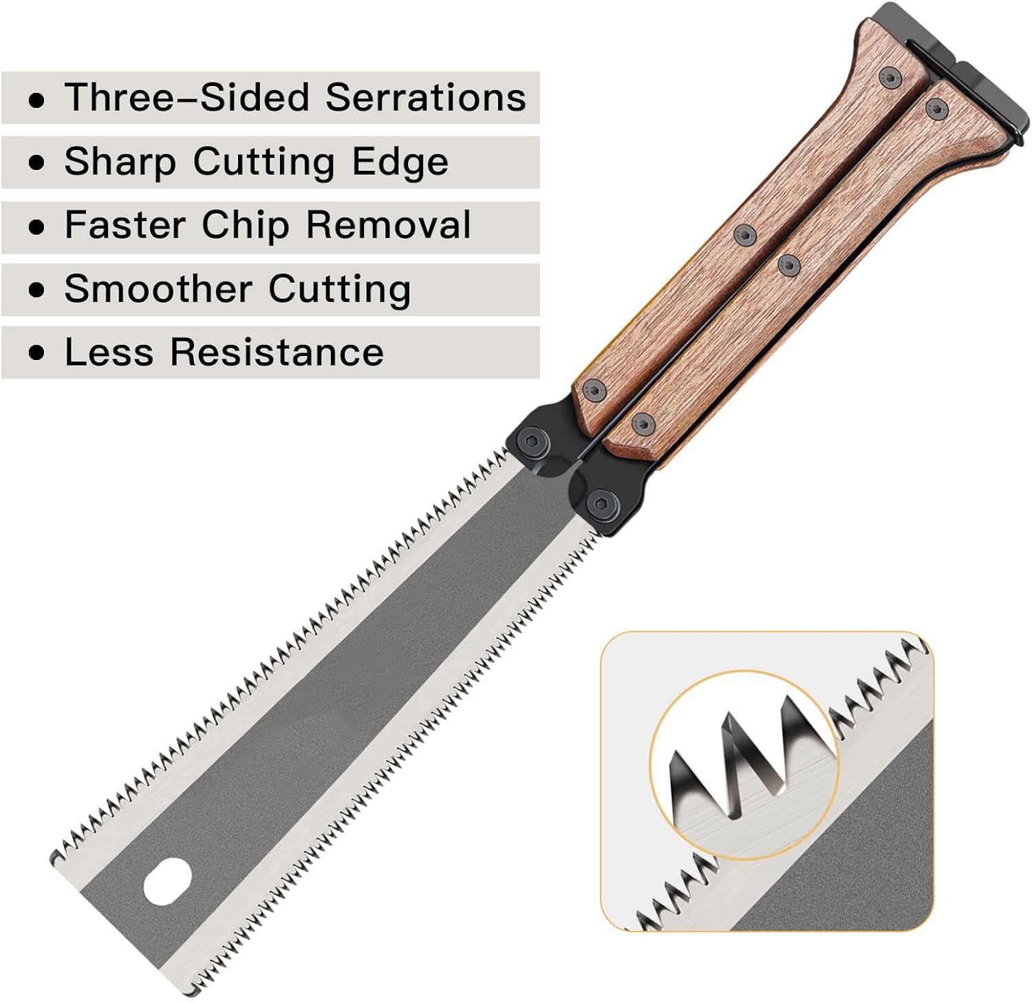 Serplex Hand Saw for Woodworking with 5.5 in SK5 Steel Blade and Folding Handle | Smooth Double Edge Cuts
