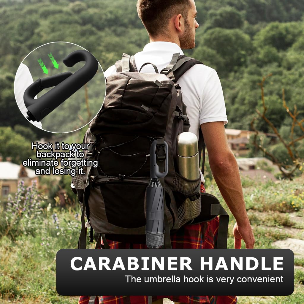 PALAY Umbrella for Travel featuring 50 Inch Canopy with Award Winning Carabiner Handle | Black