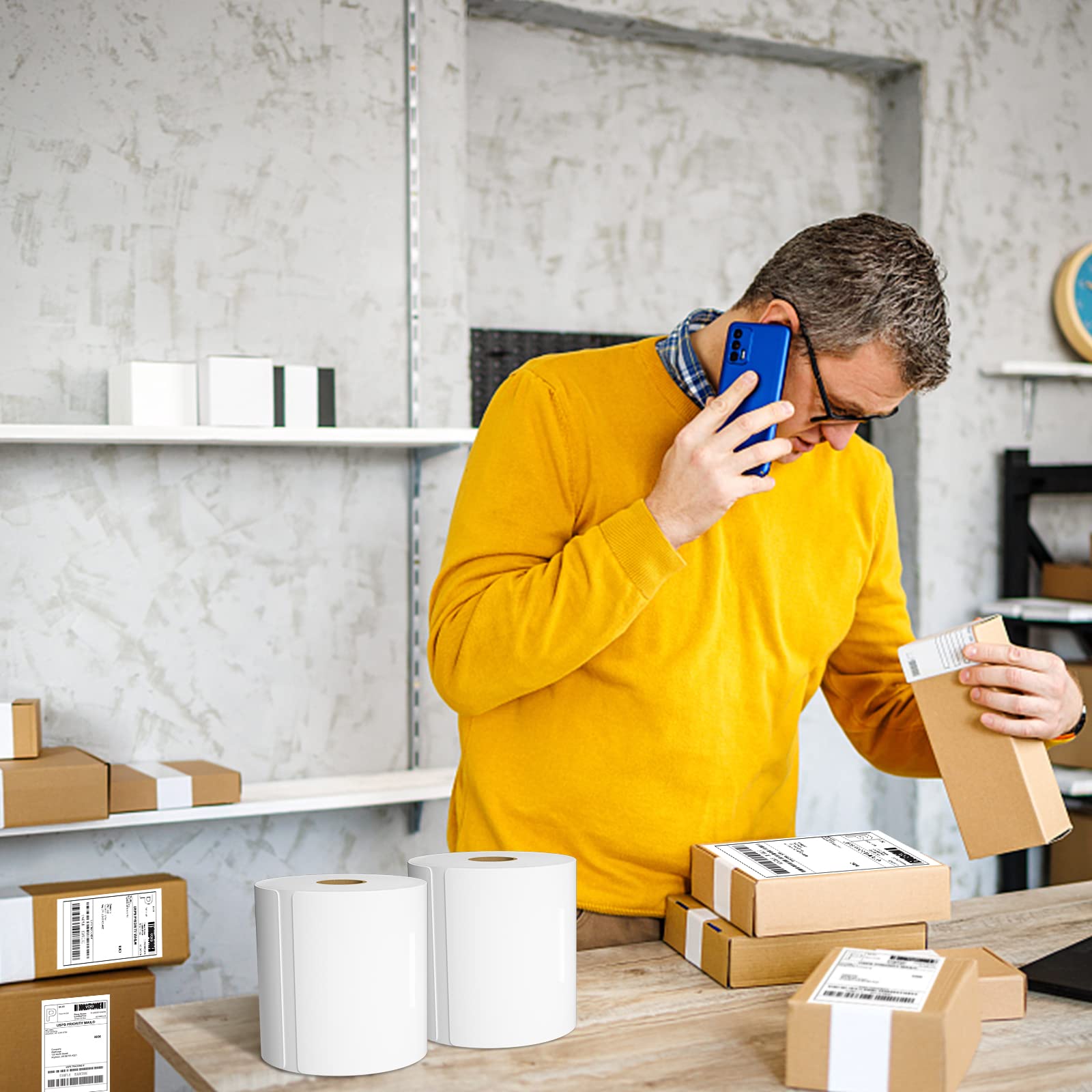 MFLABEL Direct Thermal Shipping Labels for Zebra Printers 4x6 in 4 Rolls of 450 | Strong Adhesive