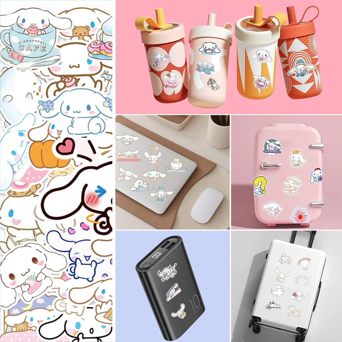 HASTHIP® 9Pcs Kawaii Cinnamoroll  School Supplies Set, Kawaii Stationeries Supplies Set with Notebook, Pencil Pouch, Click Pens, Assorted Cinnamoroll Cartooon Stickers, Girls School Gift Set