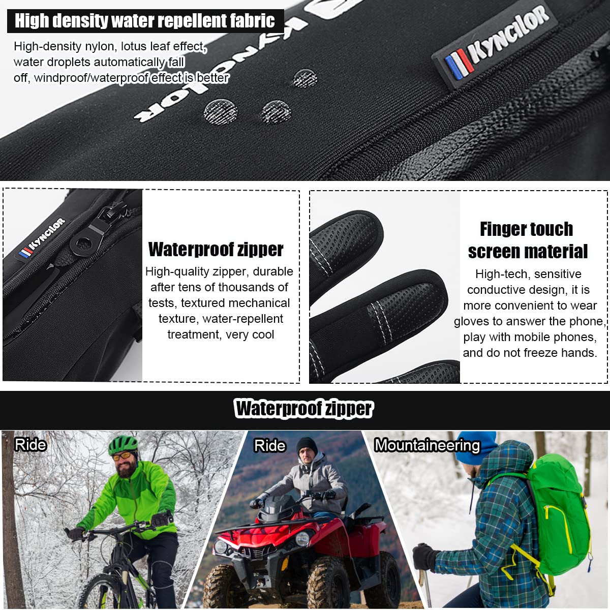 Gustave Waterproof Winter Gloves for Outdoor Activities with Touchscreen and Anti Slip Grip