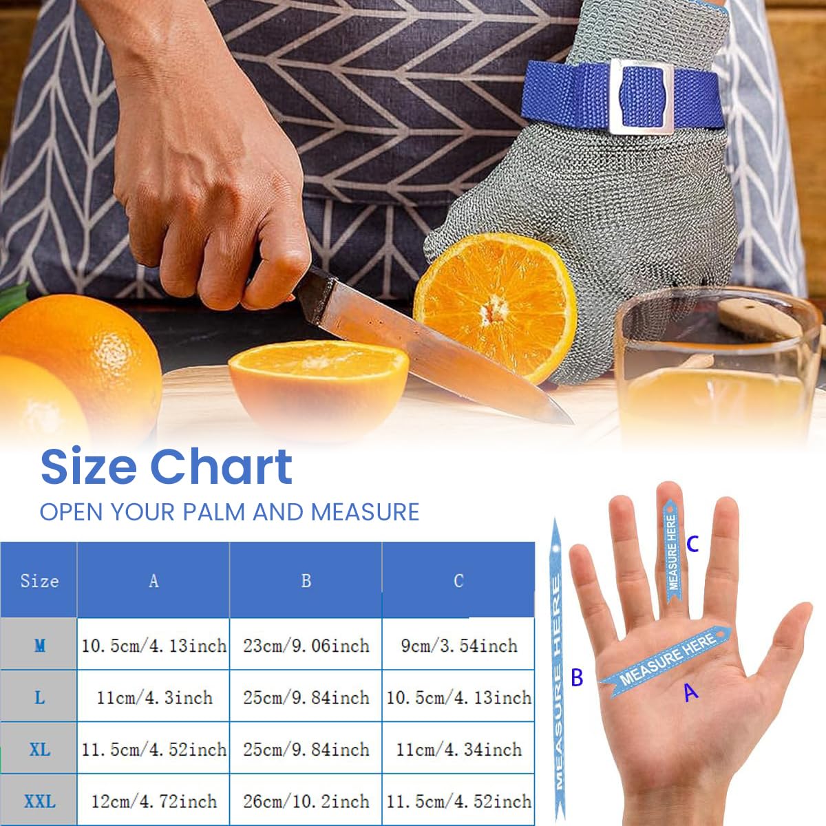 HASTHIP Stainless Steel Mesh Gloves for Meat and Fish Work with Level 9 Cut Protection | Adjustable Fit