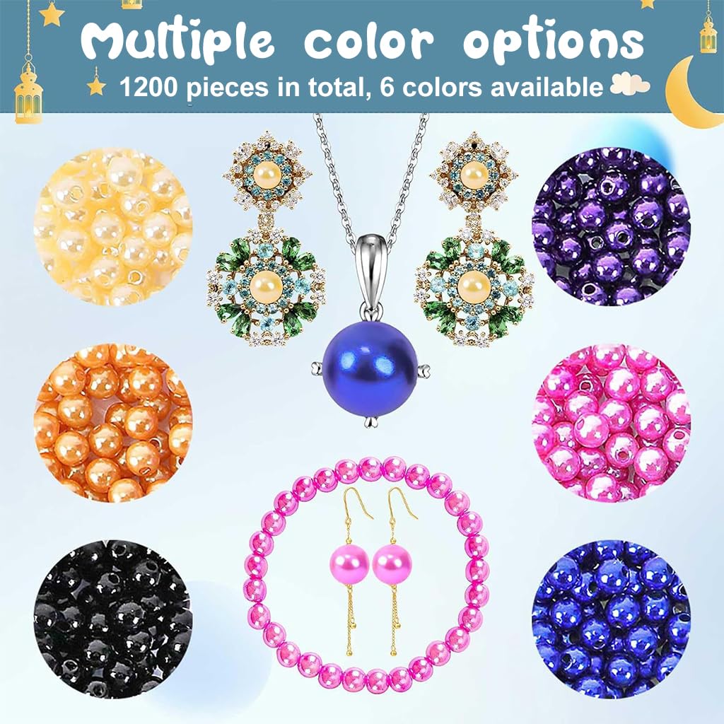 Zibuyu Jewelry Making Bead Kit for DIY Crafts with 1200pcs 6mm Resin Beads & Charms
