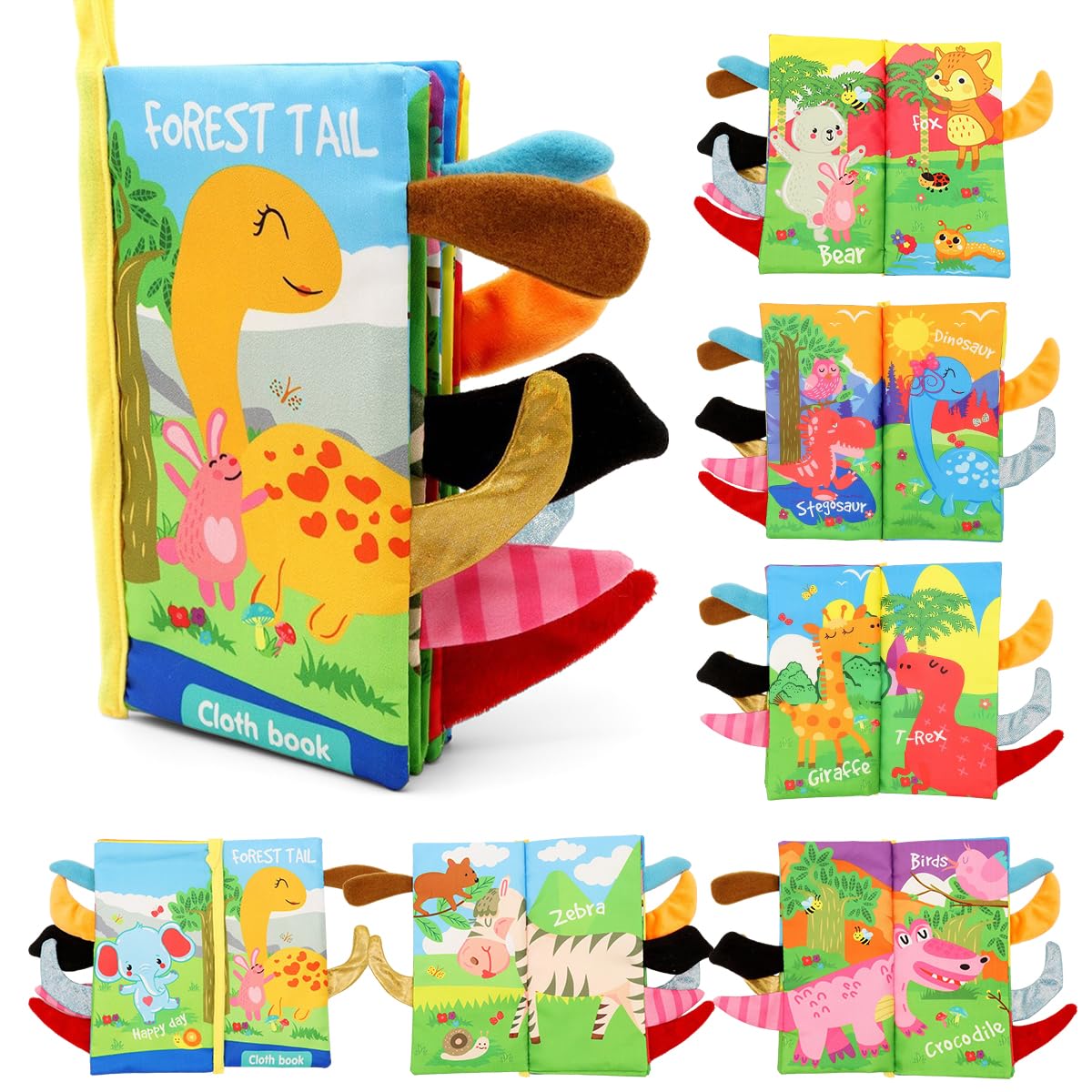 SNOWIE SOFT Cloth Books for Babies featuring 3D Animal Tails and BPA-Free Fabric | Sensory Learning Toy