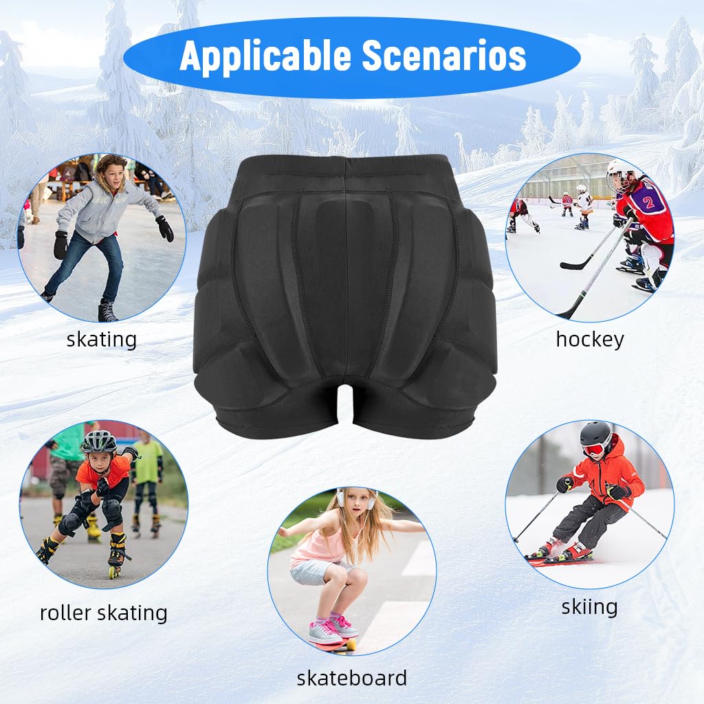 PROBEROS Kids Sports Shorts for Skiing and Cycling with 3D EVA Padding | 24-28 in Waist