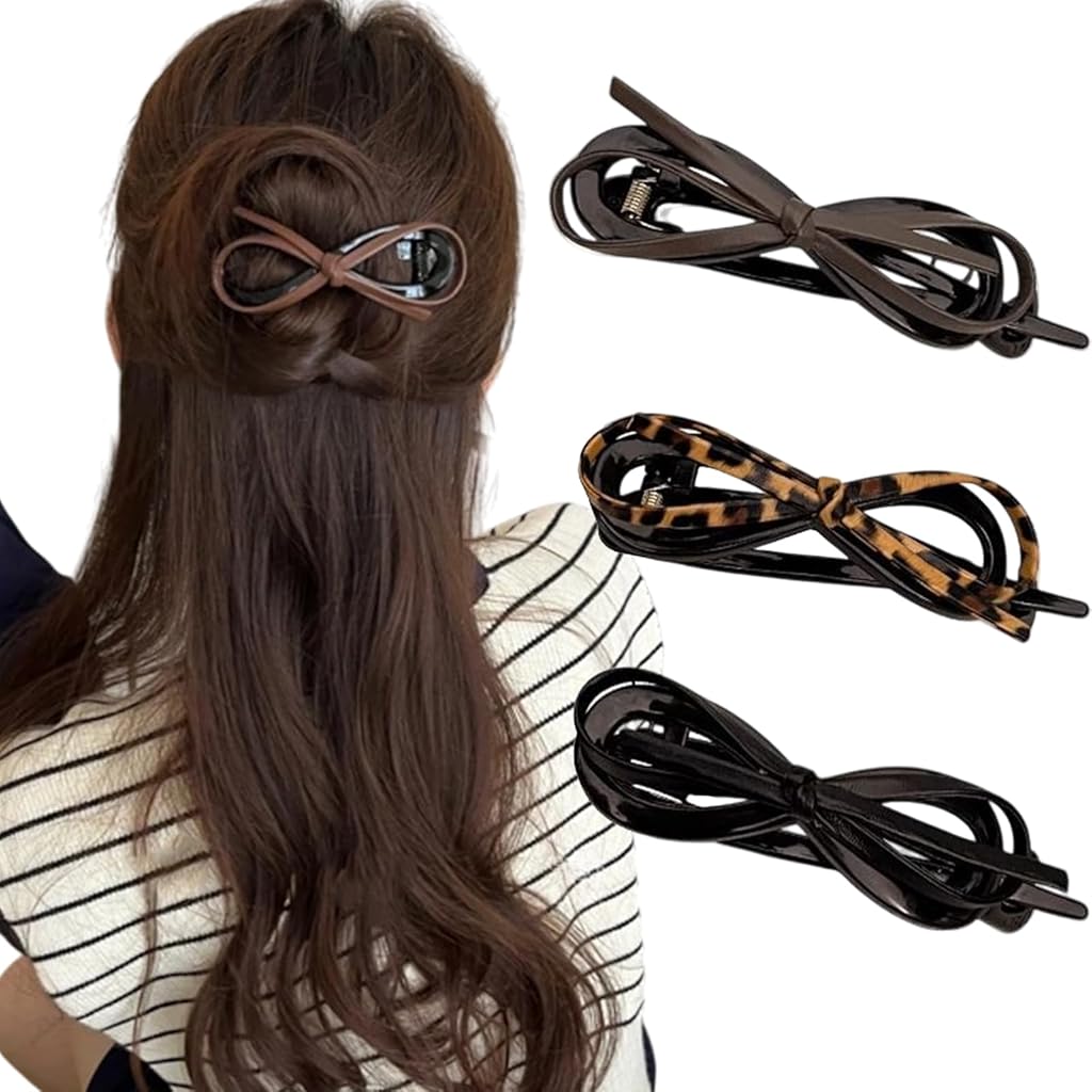 MAYCREATE 3pcs Bow Hair Clips for Girls Women Line Bow Charm Hair Pins Hair Clips for Half Updo French Twist Stylish Hair Pins Chic Hair Accessories for Girls Women