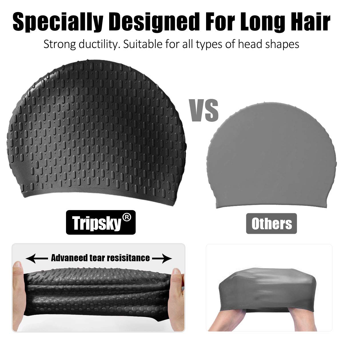 HASTHIP Swimming Cap for Long Hair with Bubble Dotted Silicone Design and Waterproof Fit | Ideal for Women and Men