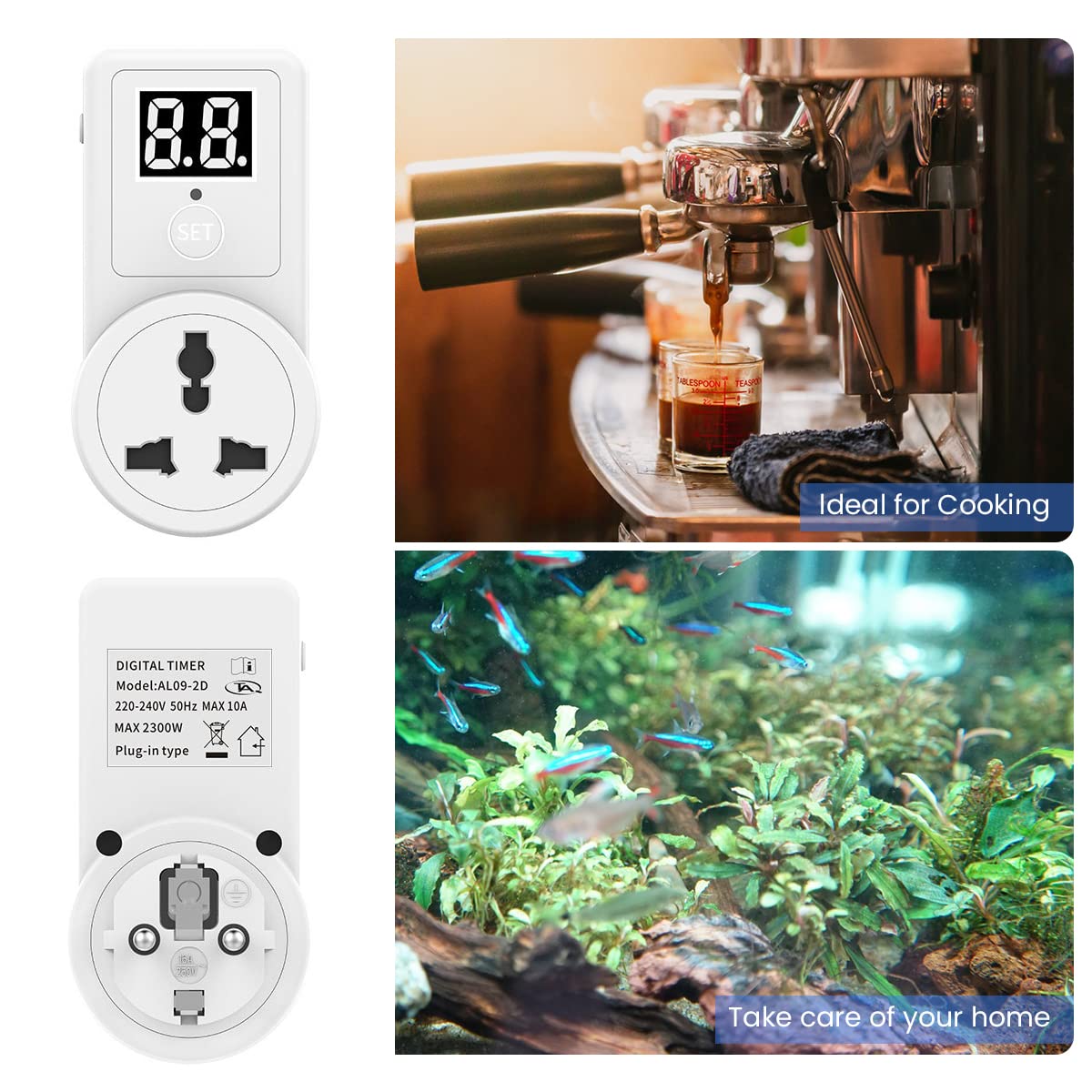 HASTHIP Programmable Digital Timer Socket for Home Appliances with LCD Display and Fire‑Resistant PC Material | 2300W Max Energy Saving Plug