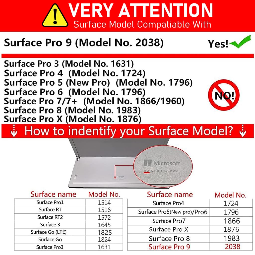 ZORBES Laptop Case for Surface Pro 9 13 inch with Flip Open Design and TPU Protection | Black 2 PCS