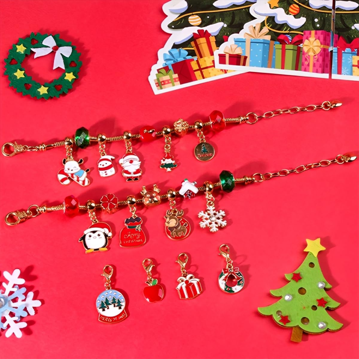 SANNIDHI Christmas Advent Calendar 2025 with 24 Grids and 22 Charms for Girls Jewelry Making | Fun Xmas Countdown Gift