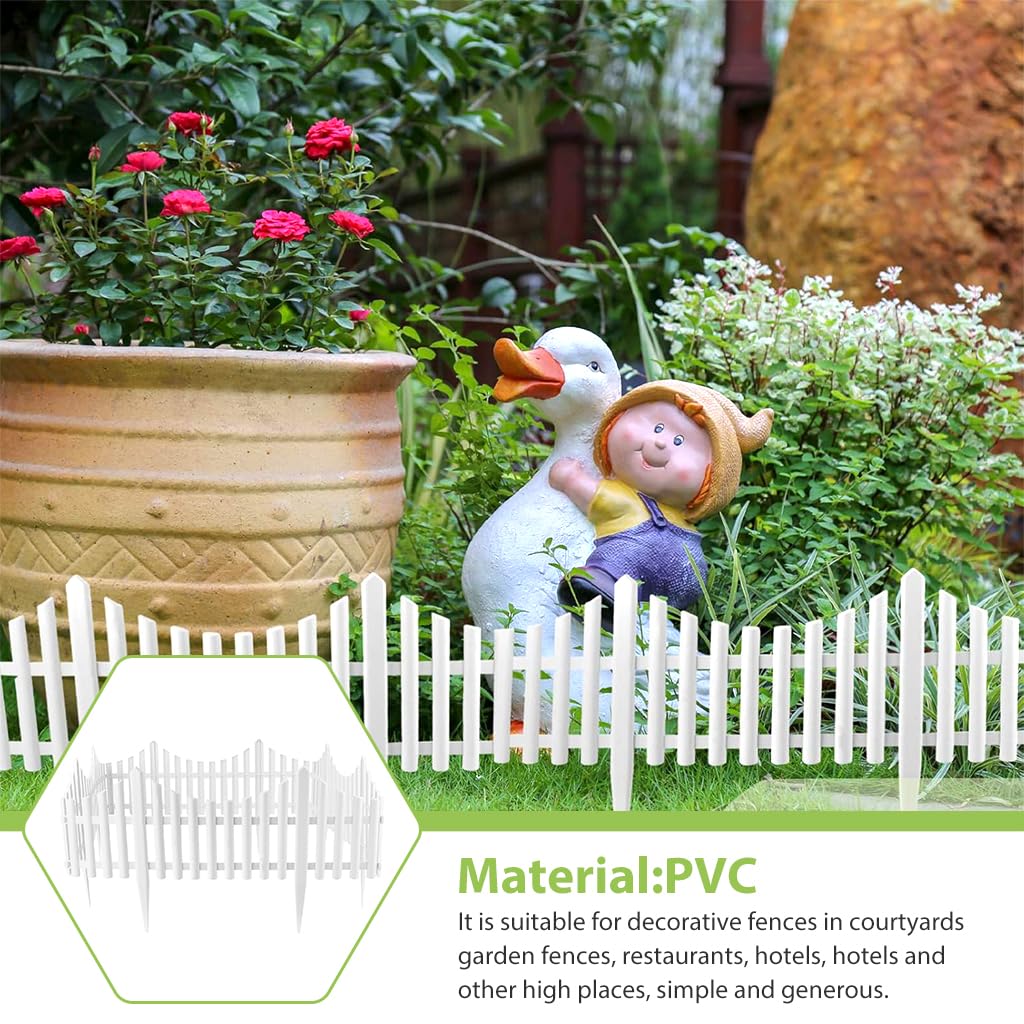 HASTHIP Outdoor Garden Fence for Pathway and Lawn with Insert Design PVC Panels 12PCS White