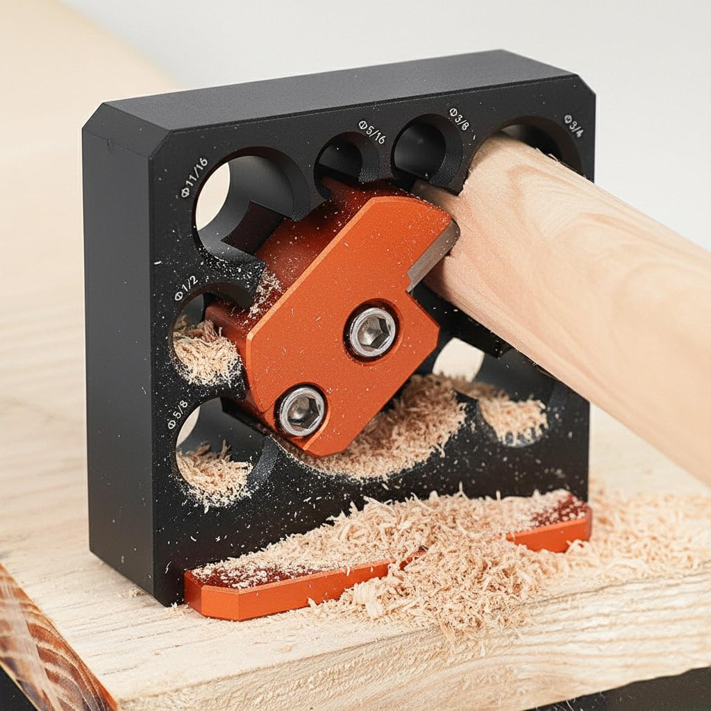 Serplex Adjustable Dowel Maker for Precision Woodworking with 8 Hole Design and Metal Body