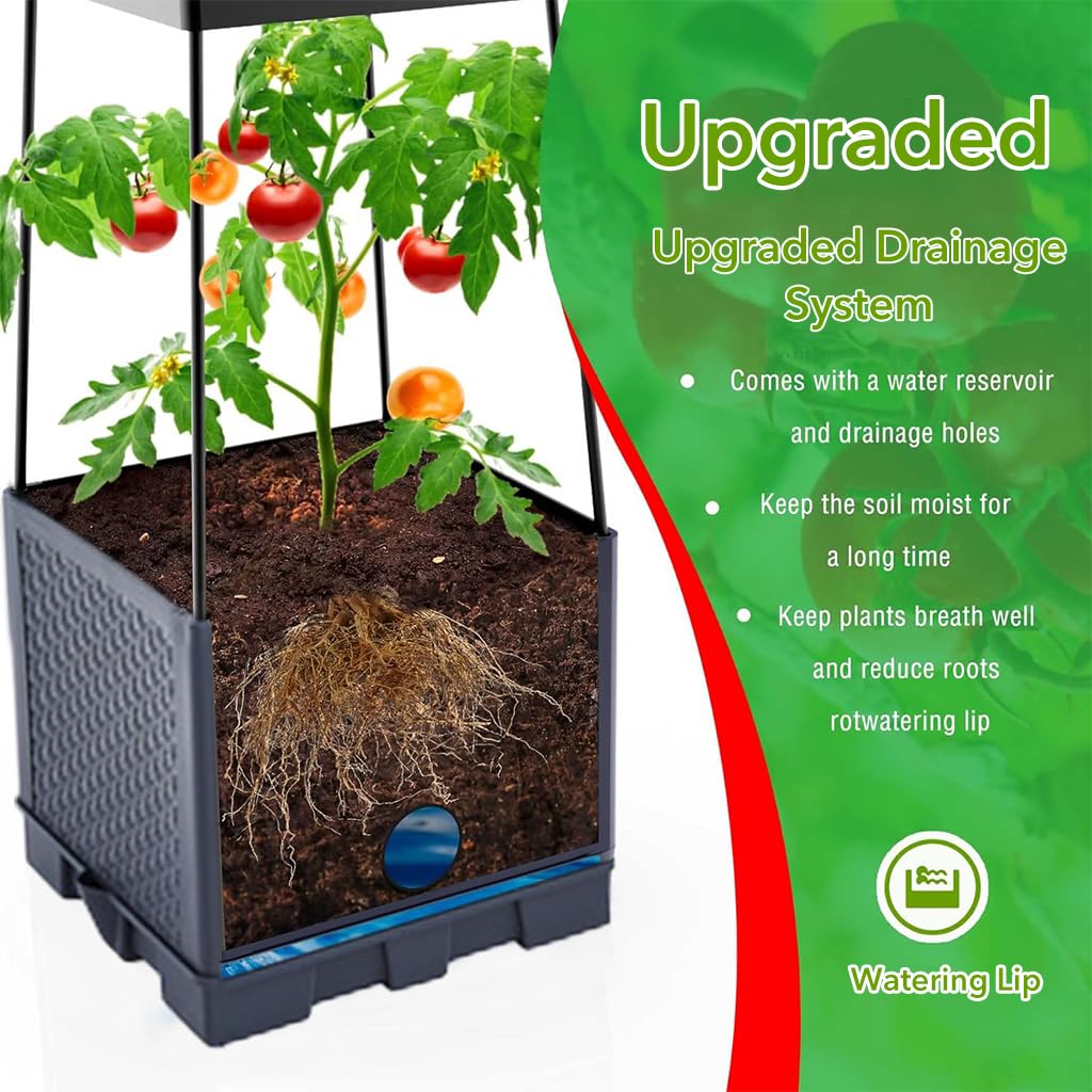HASTHIP Plant Stand Support for Climbing Plants with 114cm Trellis | UV‑Resistant PP Planter Box