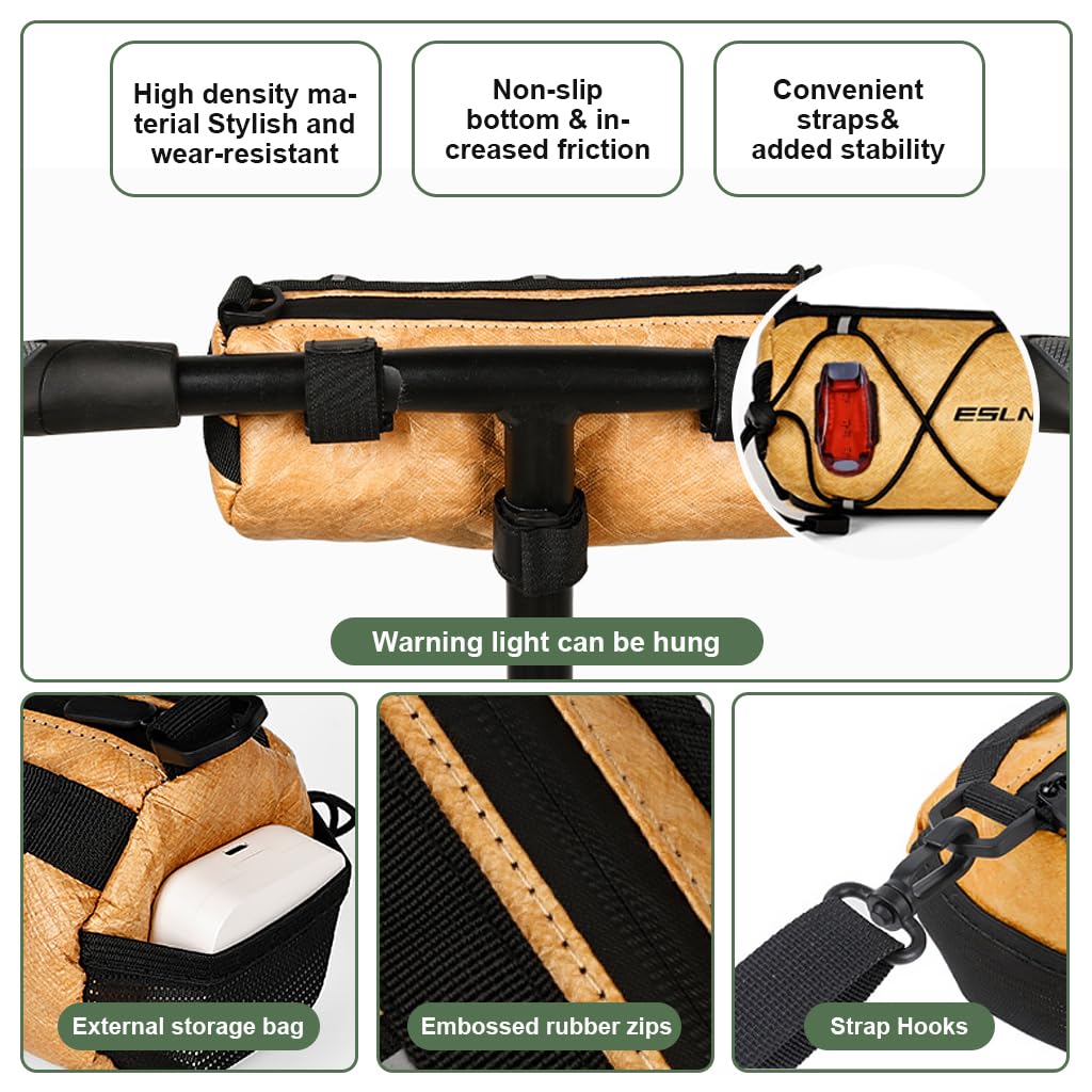 PROBEROS Bike Handlebar Bag for Outdoor Riding with 23.6x10.5x10cm Capacity and Dual Straps | Waterproof 900D Polyester Shoulder Style