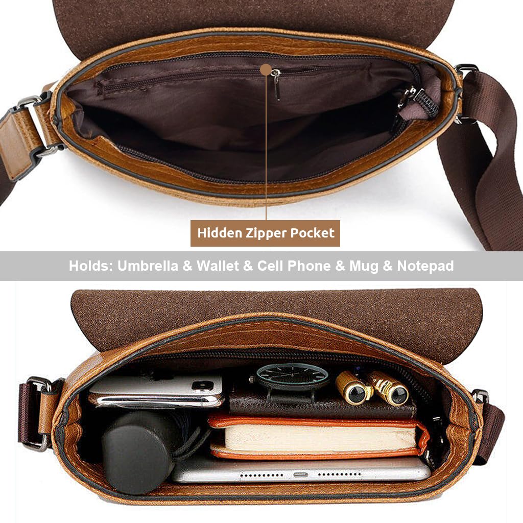 GUSTAVE Sling Bag for Men with Adjustable Strap and 24x5x27cm Capacity | PU Leather Brown