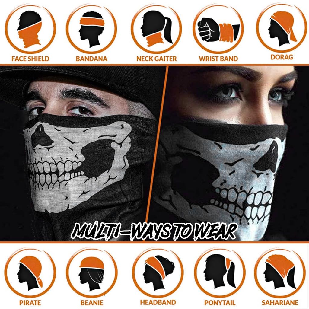 STHIRA Face Mask for Bikers 7 Pcs Set for Halloween with Quick Dry Breathable Soft Polyester | UV Protection for Men