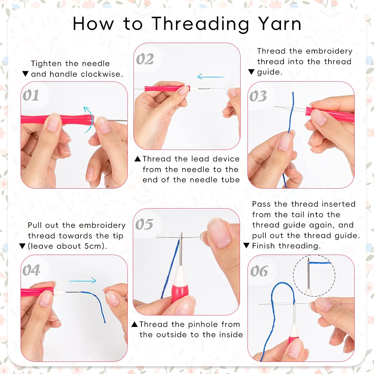 PATPAT DIY Punch Needle Art Kit for Beginners with 20x20cm Hoop and Embroidery Needles Tutorial