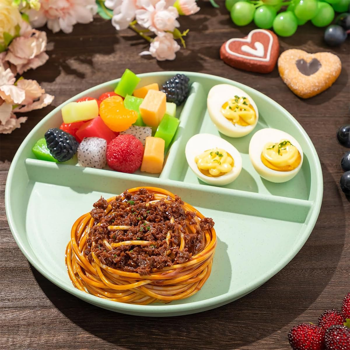 HASTHIP Dinner Plates Set of 6 with 3 Compartments in Wheat Straw | Microwave Safe