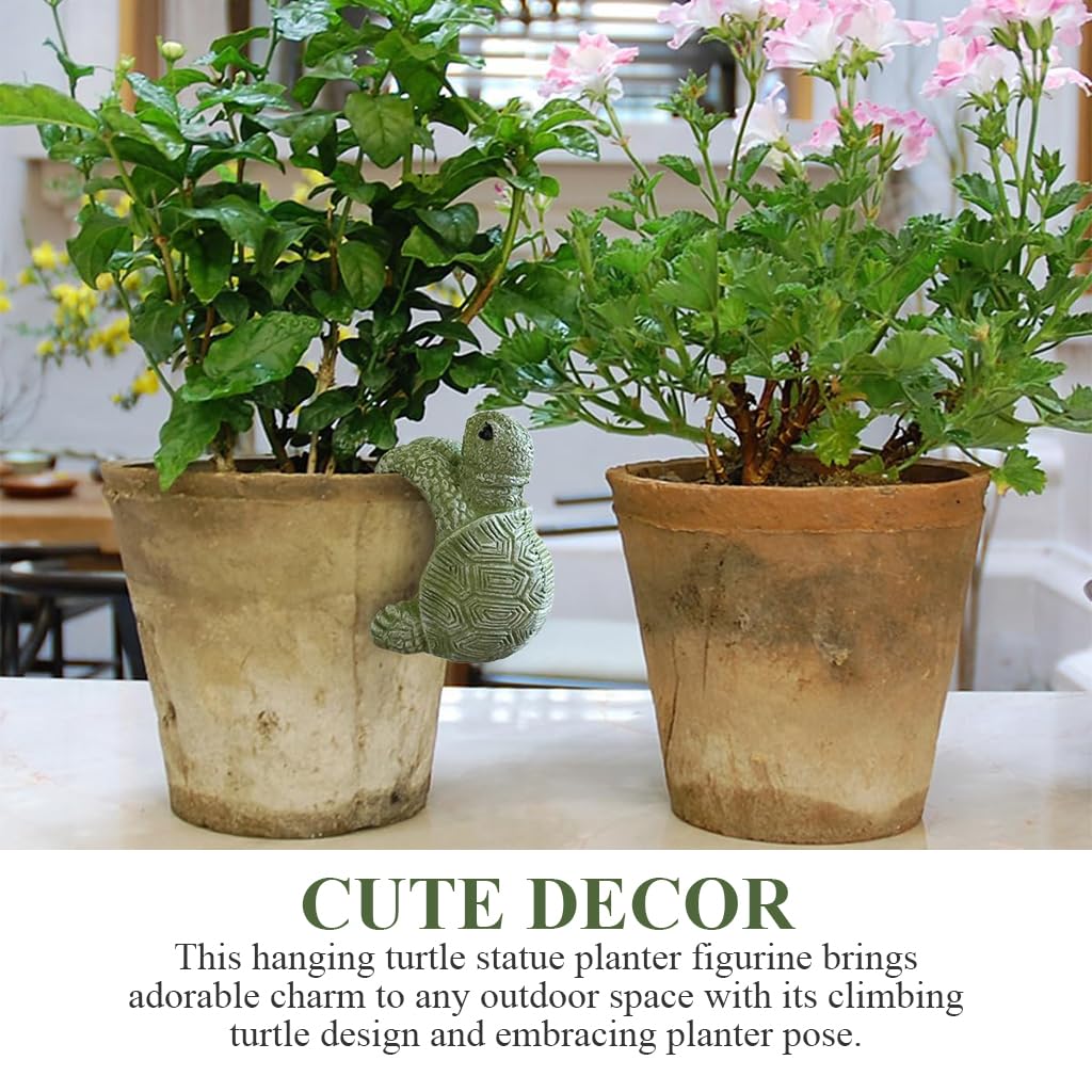 HASTHIP Resin Turtle Ornament for Planters with Hanging Climbing Design 7x5.5cm | Garden Decor