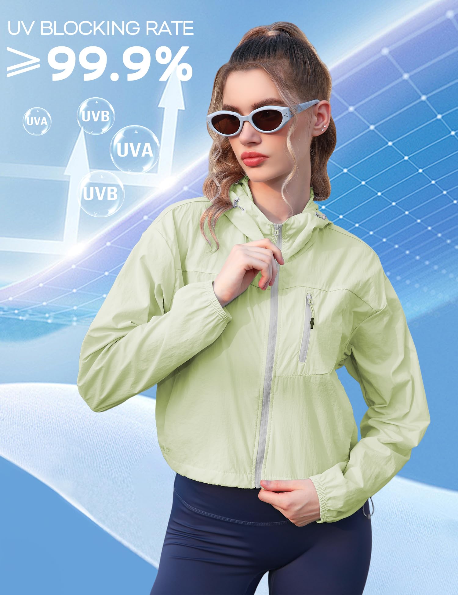 Venzina Sun Protection Jacket for Outdoor Use with Back Air Vent and UPF 50+ Nylon | Quick Dry Mint Hoodie for Women