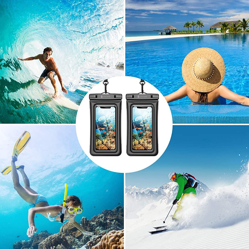 ZORBES Waterproof Phone Case for 7.2 in Smartphones with Dual-layer Floating Air Bag | Clear Double-side Window and Safety Lock for Swimming and Beach