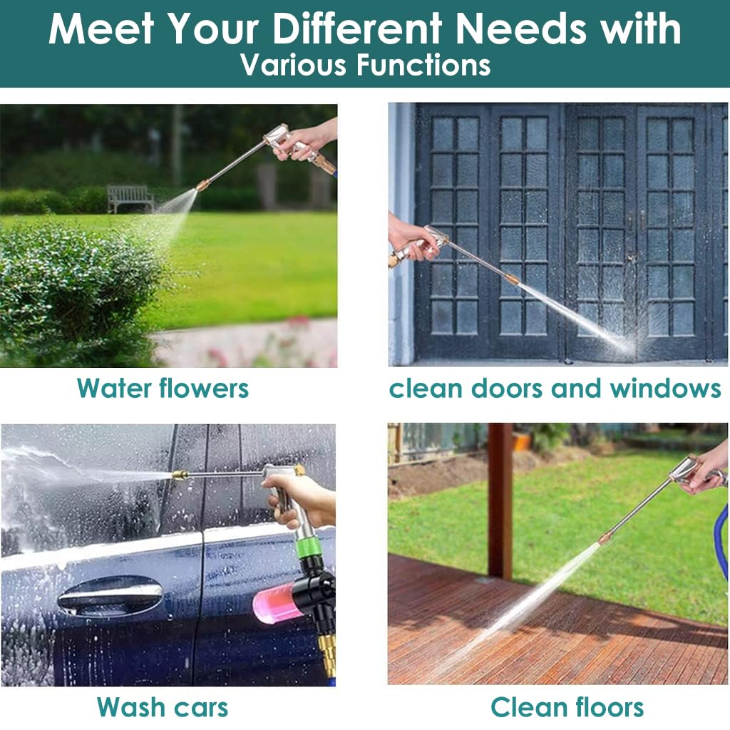 HASTHIP Car Washer Gun for Car and Garden Use with 3 Spray Modes and 24cm Nozzle | Metal Nozzle & Trigger Lock