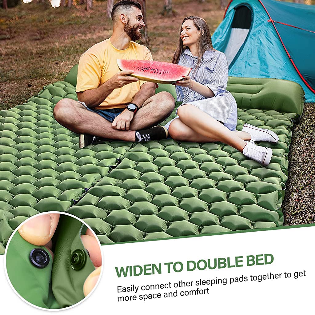PROBEROS Air Mattress for Camping with Built In Foot Pump and Pillow, 6.5×2.3 ft Nylon | Lightweight Waterproof Sleeping Pad