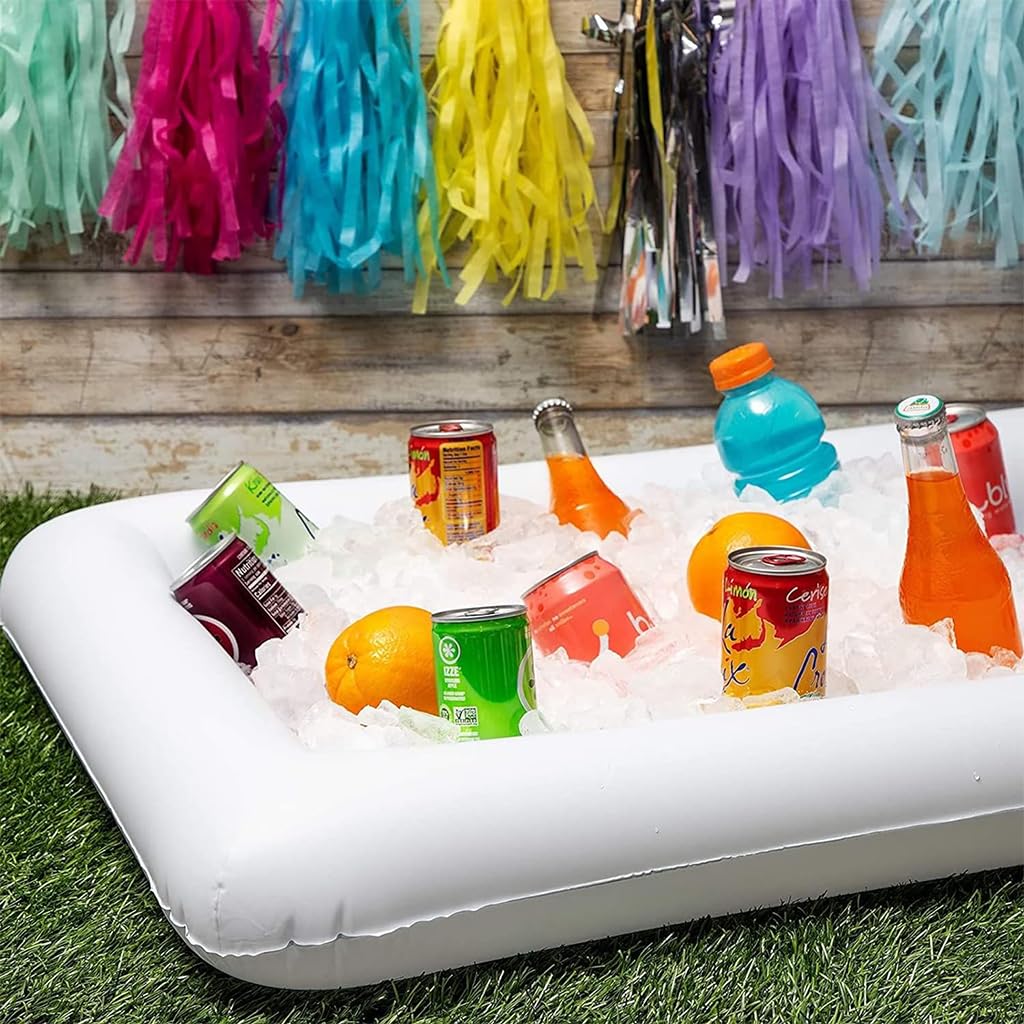 Proberos® Inflatable Ice Pool for Party Liquor Serving Buffet Ice Serving Buffet Bar with Drain Plug BBQ Picnic Pool Party Supplies Buffet Salad Food & Drinks Tray, 53x25.6 inches