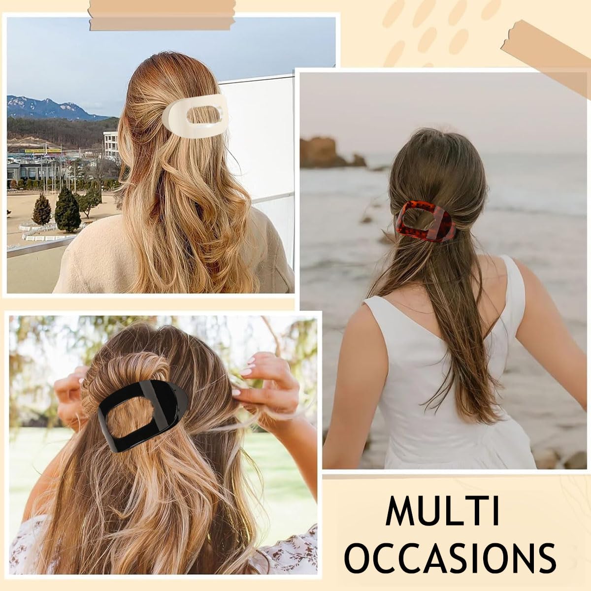 MAYCREATE Womens Hair Claw Clips for Half-Up Styles with Round Duckbill Design | 4Pcs Acrylic Set