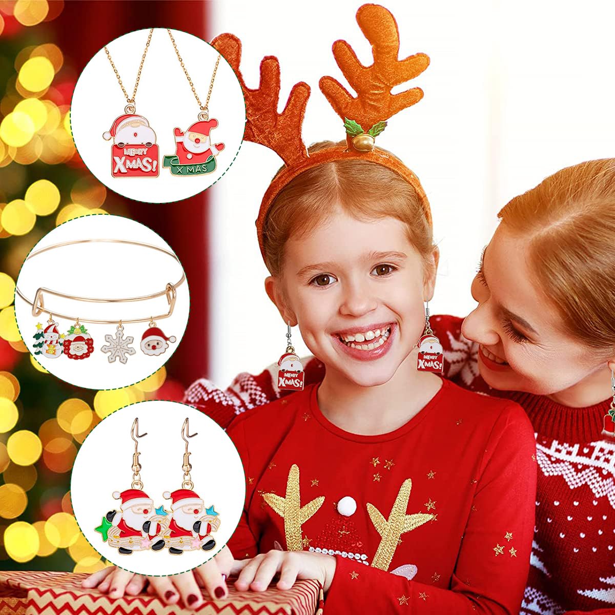 SANNIDHI Christmas Charms for Jewelry Making with 50pcs Gold Plated Enamel Pendants | DIY Gifts