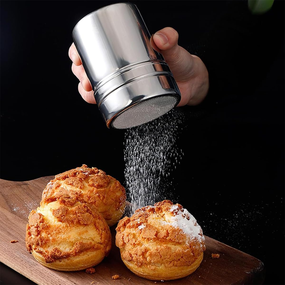 Supvox Shaker Duster for Baking and Cooking with Fine Mesh Top 2 pcs 7oz Stainless Steel | Silver