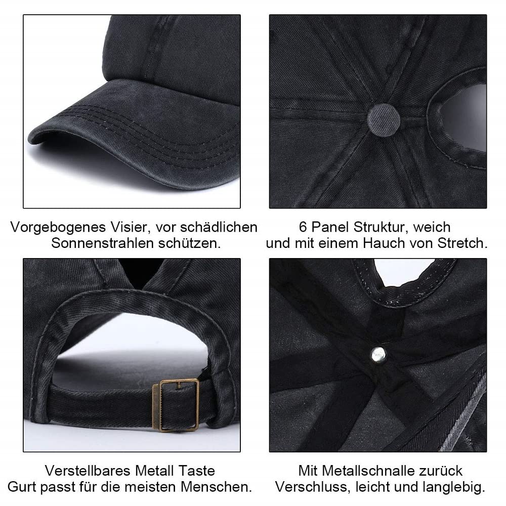 PALAY Womens Baseball Cap for Outdoor Wear featuring Ponytail Hole Adjustable 54–60 cm Cotton | Black