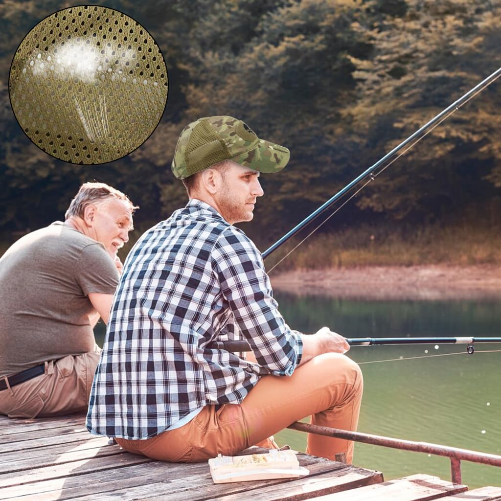 GUSTAVE Tactical Camouflage Sport Baseball Cap for Outdoor Activities | Breathable Cotton Polyester Mesh Hat for Men