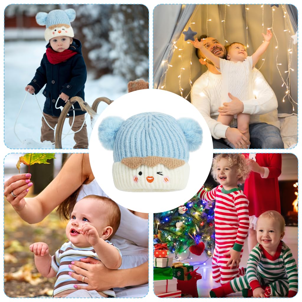 Zibuyu Warm Knitted Beanie Baby Cap with Earflaps for Toddlers & Kids featuring Cotton Lining and Pom Pom Design | Cozy Winter Hat Gift