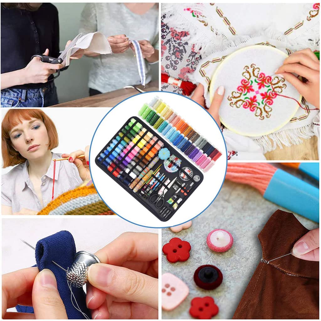 ELEPHANTBOAT Sewing Kit for Home Use with 226 pcs Box featuring 43 XL Thread Spools | Compact Case