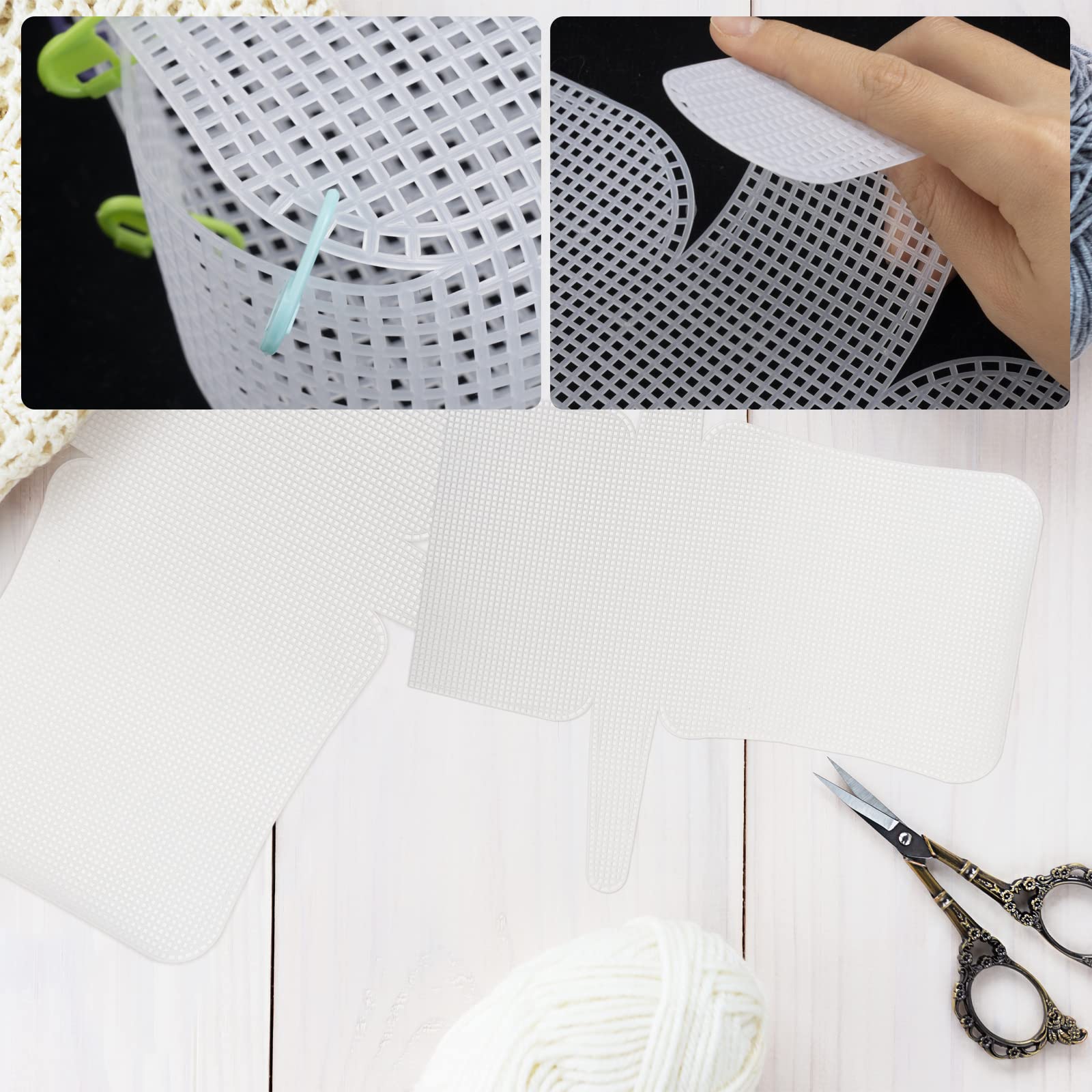 MAYCREATE® 3Pcs Mesh Clear Plastic Canvas Sheets with 100 Clips Crossbody DIY Sewing Bag Form Cross Stitch Plastic Plate for DIY Crafts, Acrylic Yarn Crafting Knit Crochet Projects