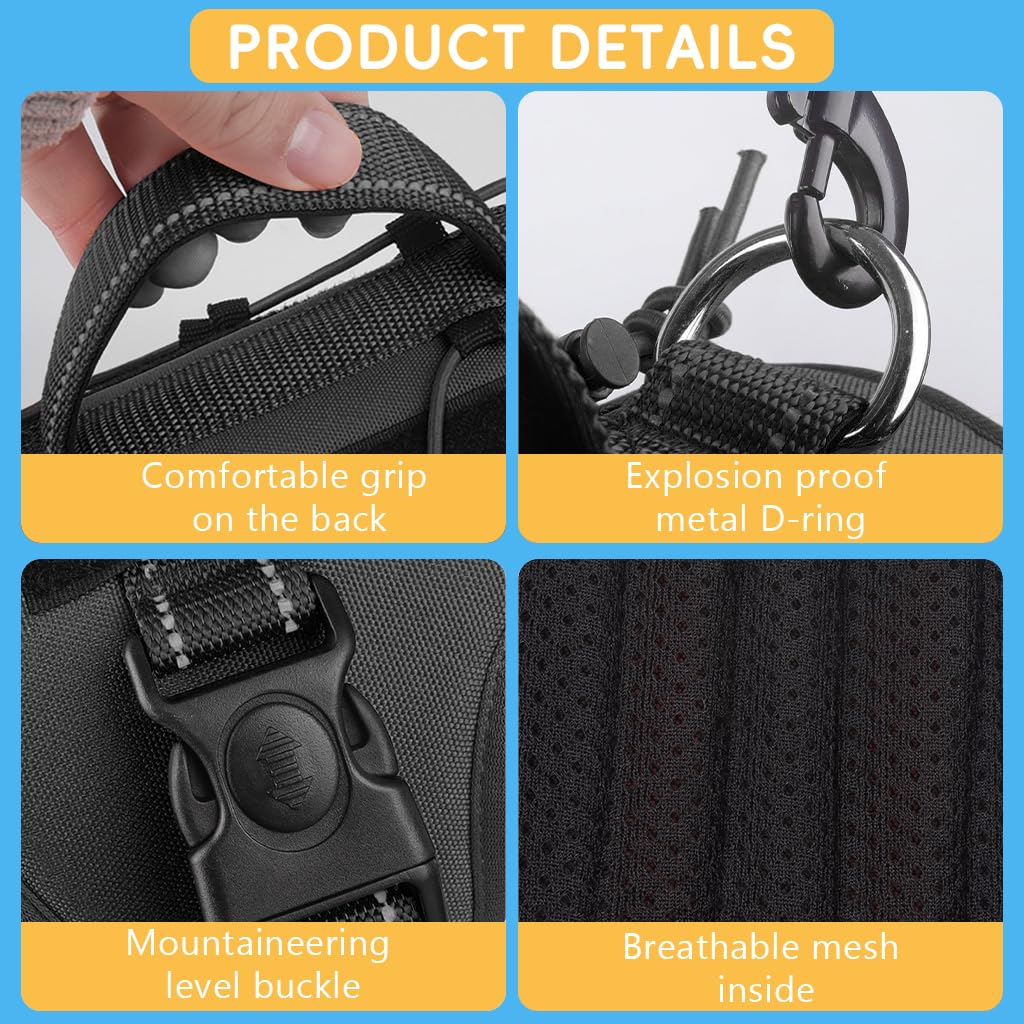 Qpets® Rottweiler Dog Belt, Dog Harness for Dogs Medium Size, No-Pull Dog Harness with Handle and Double D Rings Quick Release Buckle Best for Working Training (L, 14-22.5KG)