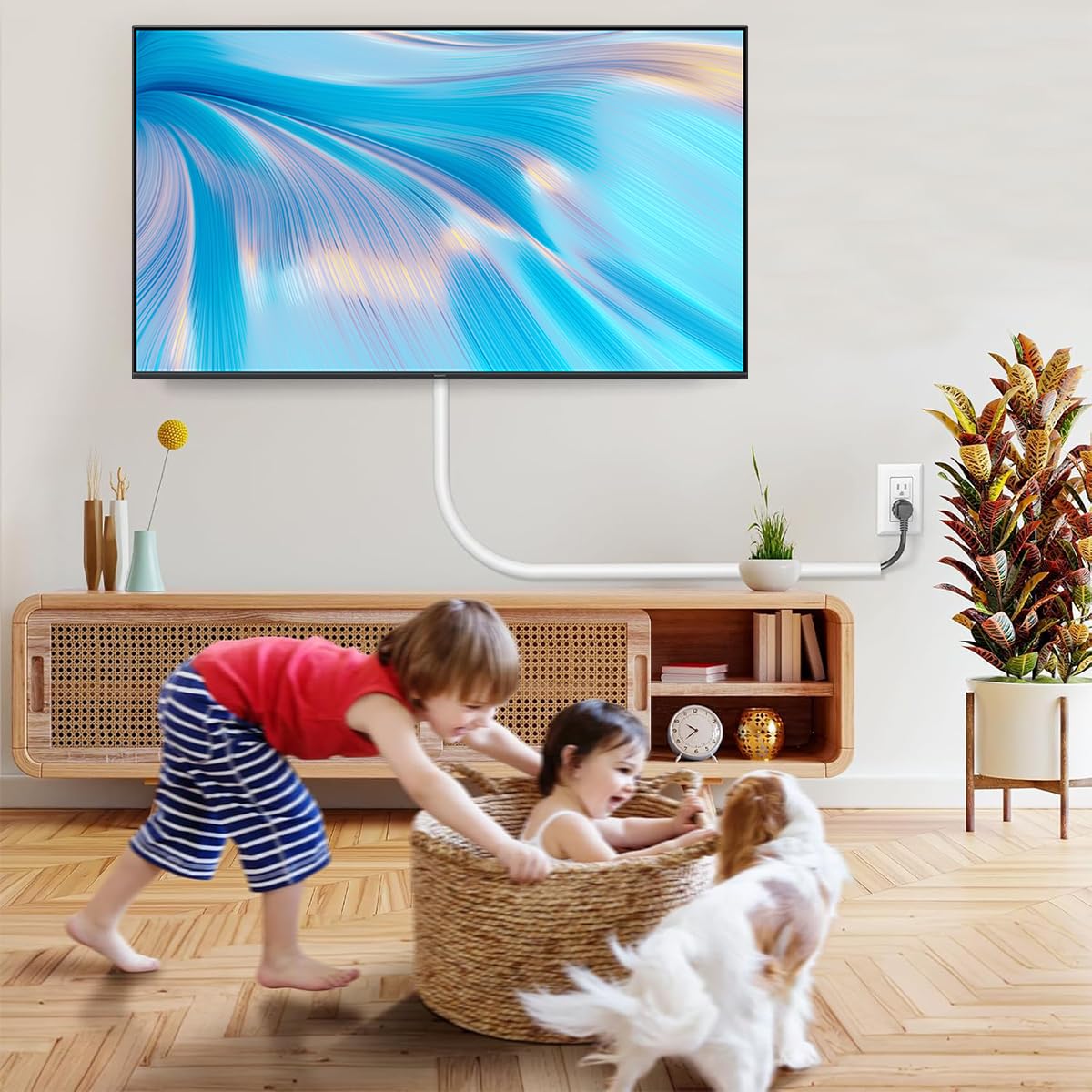 Serplex Floor Cable Hider for Home and Office with Bottom Opening Design 6.6ft 3PCS White